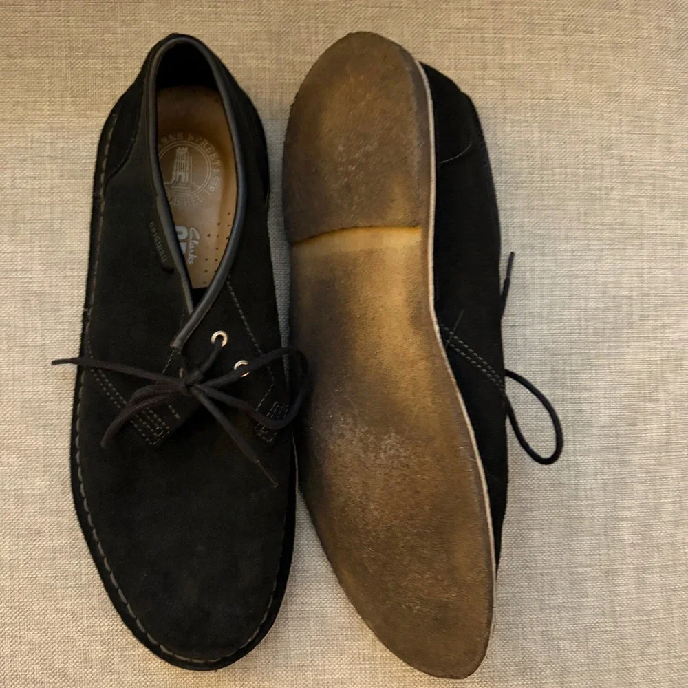 Clarks Originals Desert London Black Suede Crepe Sole Shoes 78151 Mens 10.5 M